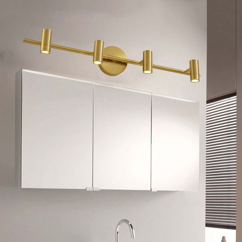 Led Tube Vanity Lamp: Traditional Brass Metal Wall Sconce For Bathroom - 2/3/4 Lights