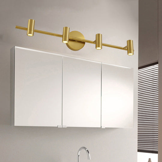 Led Tube Vanity Lamp: Traditional Brass Metal Wall Sconce For Bathroom - 2/3/4 Lights