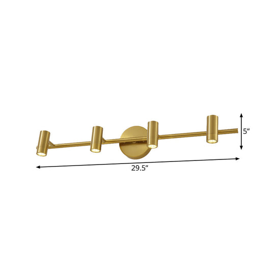 Led Tube Vanity Lamp: Traditional Brass Metal Wall Sconce For Bathroom - 2/3/4 Lights