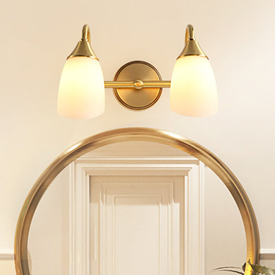 Metal Vanity Sconce Light - Traditional Brass Dome Bathroom Wall Fixture (2/3 Heads)