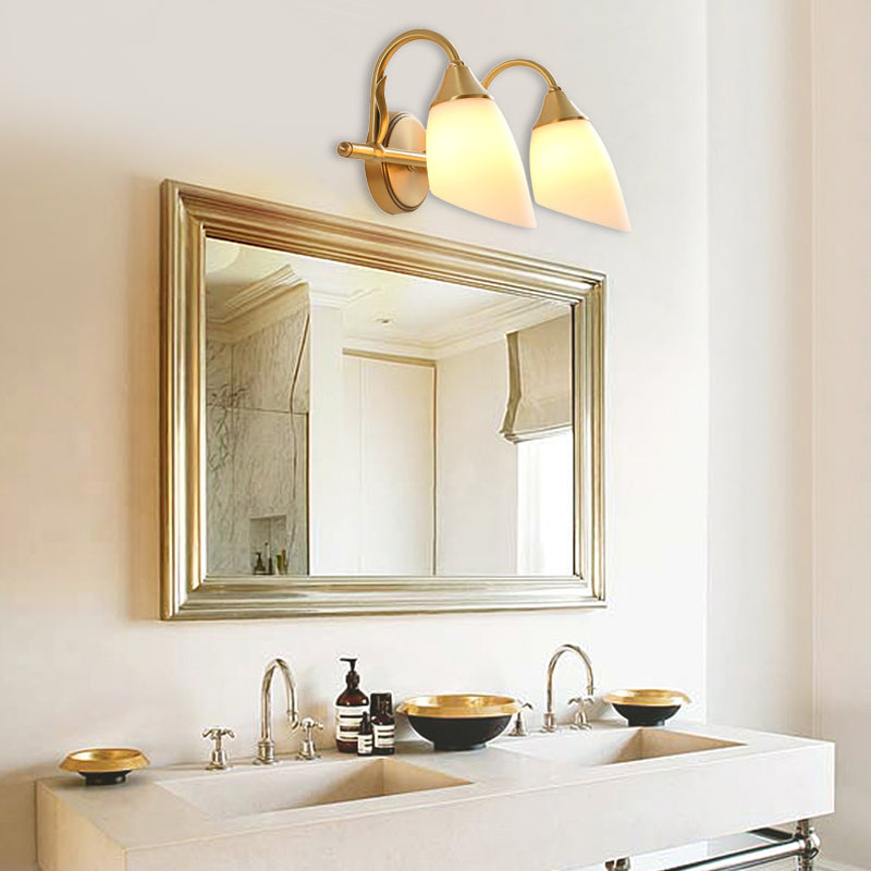 Metal Vanity Sconce Light - Traditional Brass Dome Bathroom Wall Fixture (2/3 Heads)