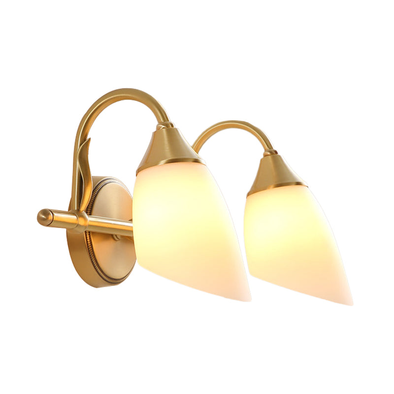 Metal Vanity Sconce Light - Traditional Brass Dome Bathroom Wall Fixture (2/3 Heads)