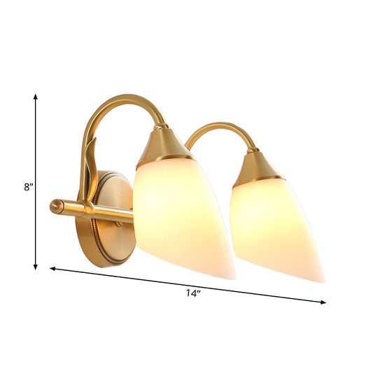 Metal Vanity Sconce Light - Traditional Brass Dome Bathroom Wall Fixture (2/3 Heads)