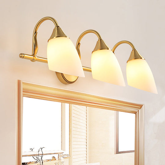 Metal Vanity Sconce Light - Traditional Brass Dome Bathroom Wall Fixture (2/3 Heads) 3 /