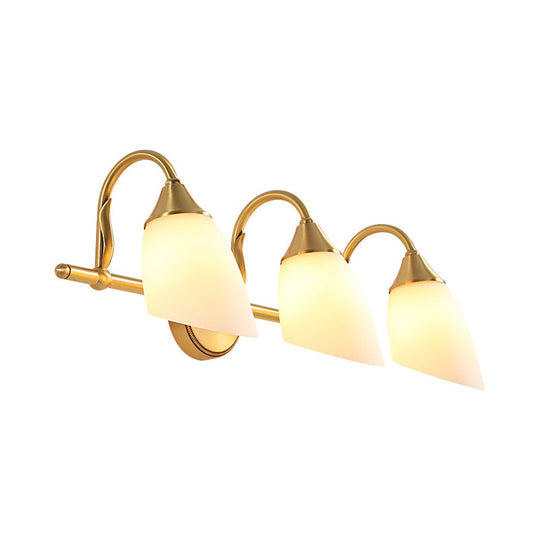 Metal Vanity Sconce Light - Traditional Brass Dome Bathroom Wall Fixture (2/3 Heads)