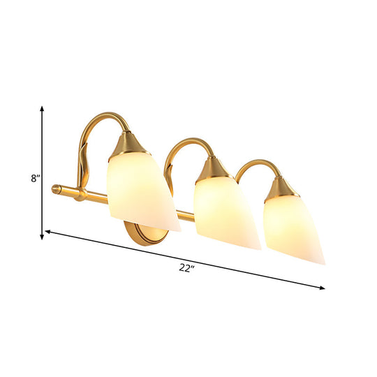 Metal Vanity Sconce Light - Traditional Brass Dome Bathroom Wall Fixture (2/3 Heads)