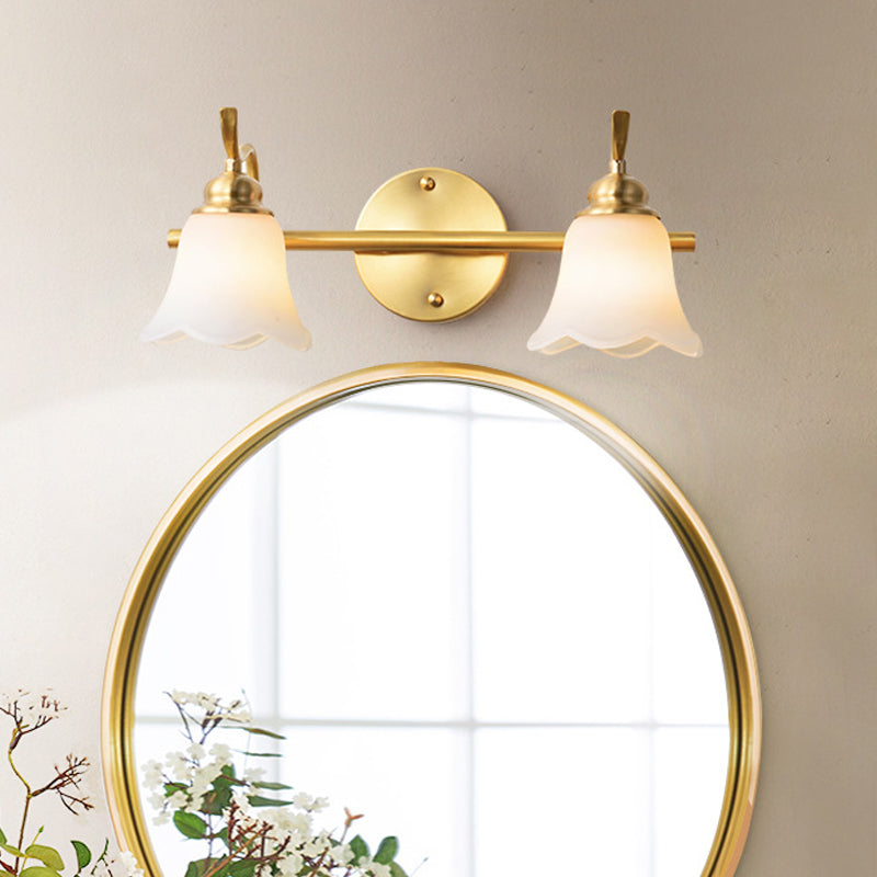 Traditional Metal Bathroom Vanity Light With 2/3 Bulbs - Led Brass Sconce Lighting