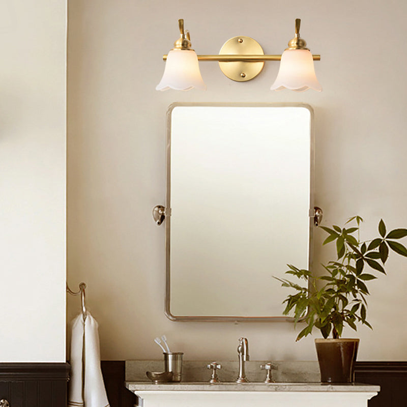 Traditional Metal Bathroom Vanity Light With 2/3 Bulbs - Led Brass Sconce Lighting