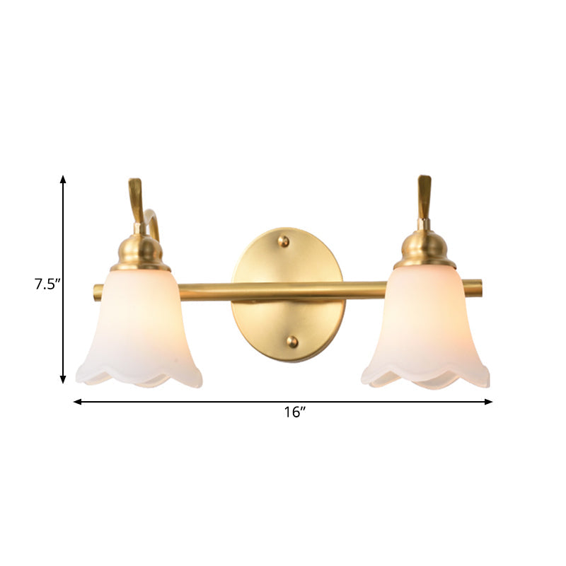 Traditional Metal Bathroom Vanity Light With 2/3 Bulbs - Led Brass Sconce Lighting