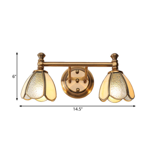 Traditional Brass Floral Vanity Wall Sconce With 2/3 Lights - Bathroom Lighting Fixture