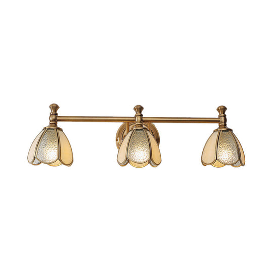 Traditional Brass Floral Vanity Wall Sconce With 2/3 Lights - Bathroom Lighting Fixture