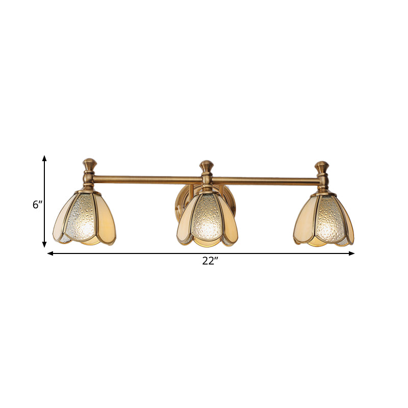 Traditional Brass Floral Vanity Wall Sconce With 2/3 Lights - Bathroom Lighting Fixture