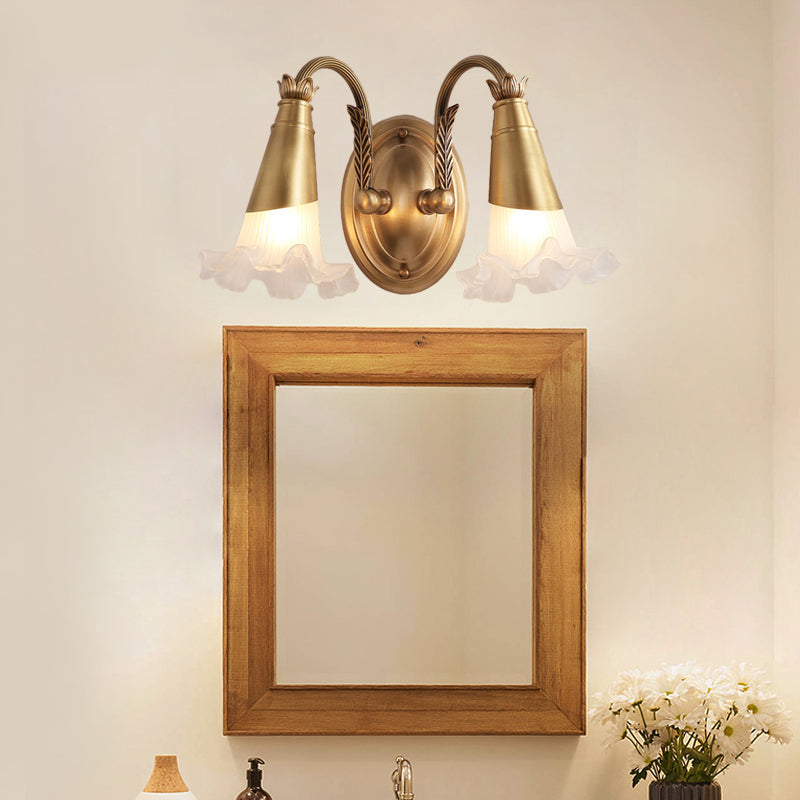 Bloom Brass Wall Light Fixture For Bathroom - 2/3 Traditional Vanity Head 2 /