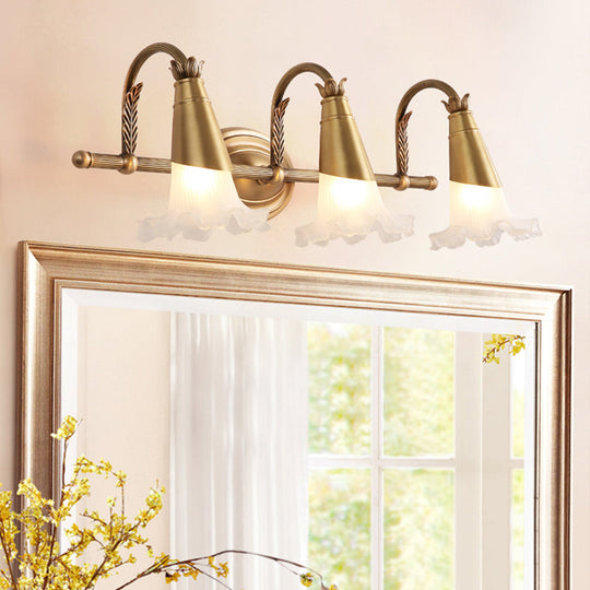 Bloom Brass Wall Light Fixture For Bathroom - 2/3 Traditional Vanity Head 3 /