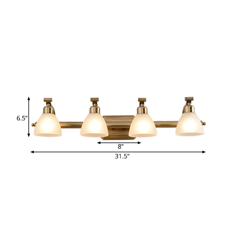 Traditional Brass Vanity Lamp - Wall Mount Light Fixture For Bathroom With Metal Bowl And 2/3/4