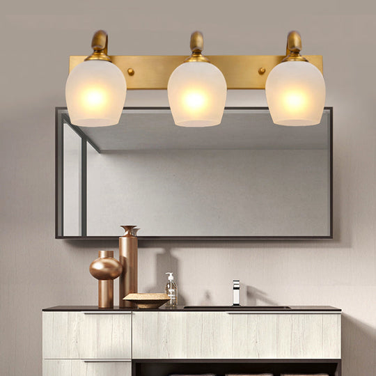 Brass Dome Vanity Wall Sconce - Modern 2/3-Light Metal Lamp Fixture For Bathroom