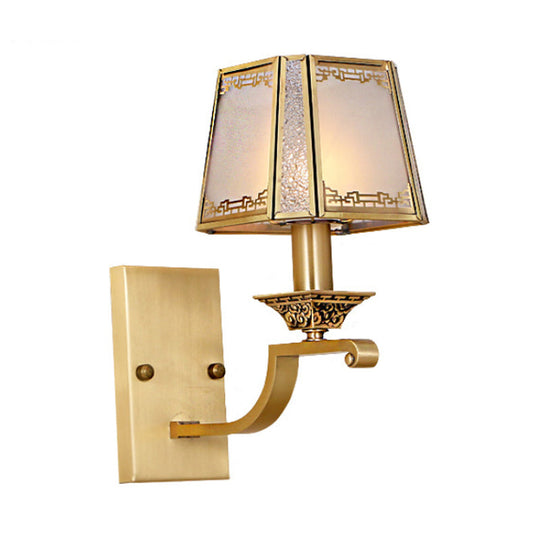 Brass Trapezoid Retro Wall Light Fixture - Stylish 1/2-Light Vanity Lighting For Bedroom