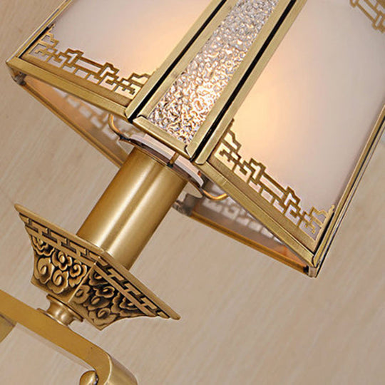 Brass Trapezoid Retro Wall Light Fixture - Stylish 1/2-Light Vanity Lighting For Bedroom