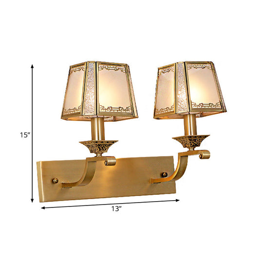 Brass Trapezoid Retro Wall Light Fixture - Stylish 1/2-Light Vanity Lighting For Bedroom