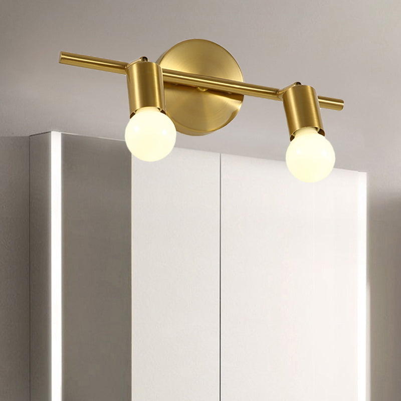 Modern Metal Brass Linear Led Wall Sconce 2/3/4-Bulb Vanity Light For Bathroom