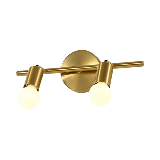 Modern Metal Brass Linear Led Wall Sconce 2/3/4-Bulb Vanity Light For Bathroom