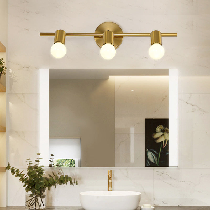 Modern Metal Brass Linear Led Wall Sconce 2/3/4-Bulb Vanity Light For Bathroom