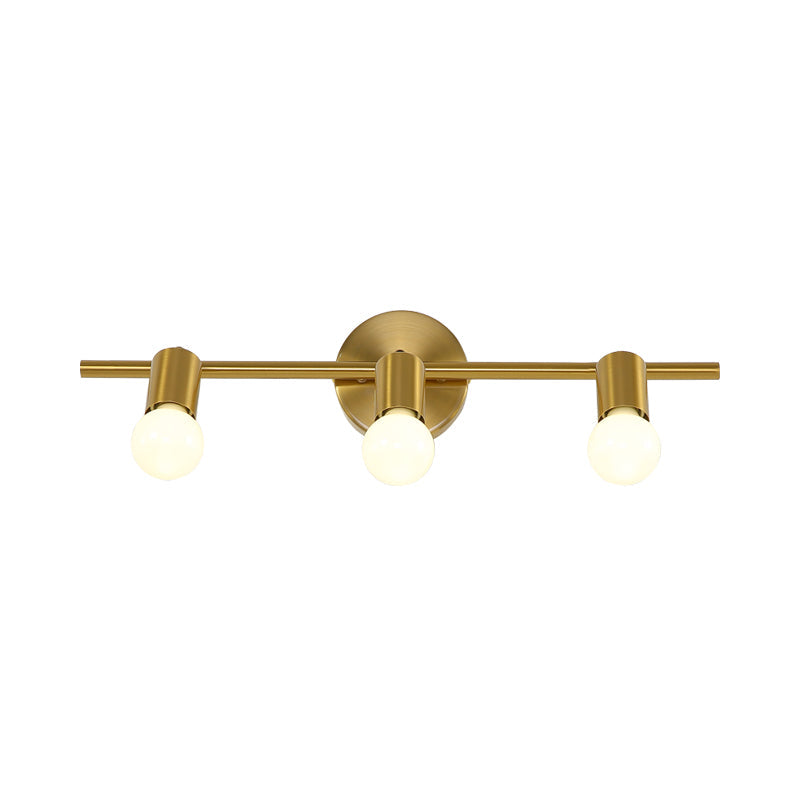 Modern Metal Brass Linear Led Wall Sconce 2/3/4-Bulb Vanity Light For Bathroom