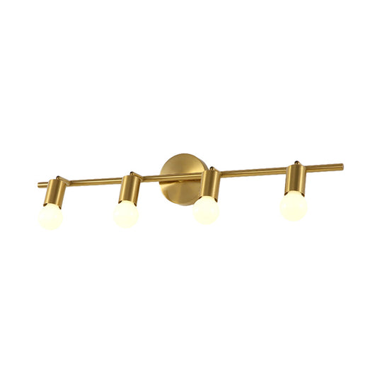 Modern Metal Brass Linear Led Wall Sconce 2/3/4-Bulb Vanity Light For Bathroom