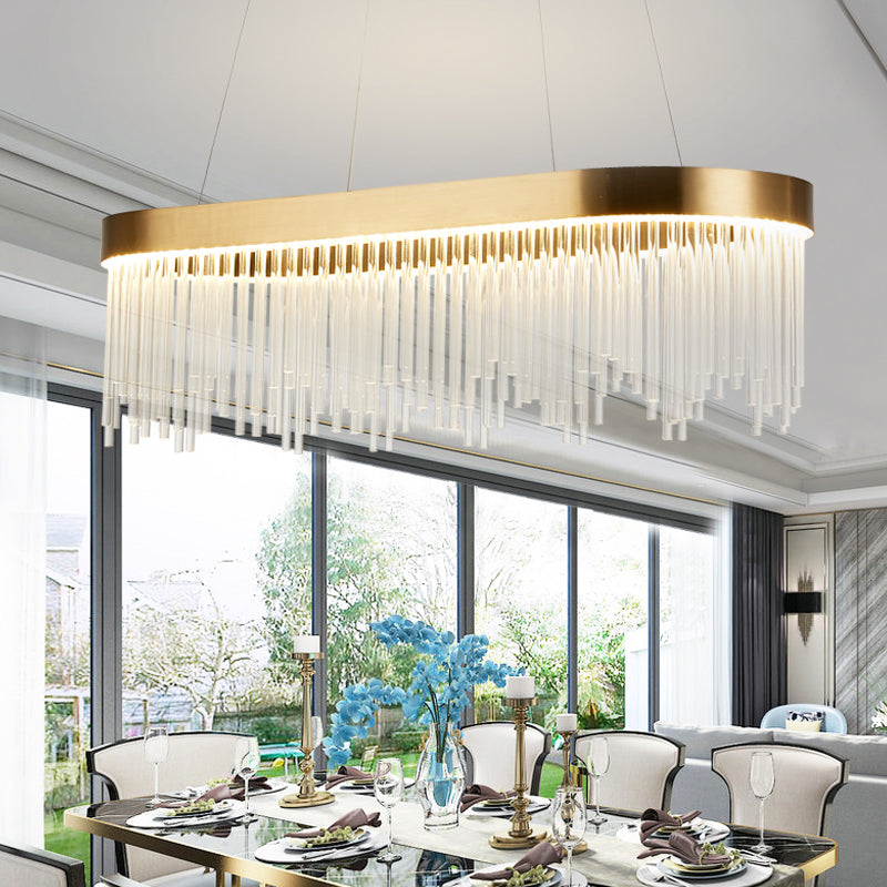 Modern Crystal Tubular Chandelier Lamp - Led Brass Pendant Light In Warm/White Sizes 23.5/31.5/39 /