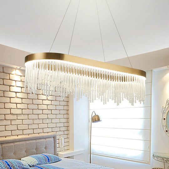 Modern Crystal Tubular Chandelier Lamp - Led Brass Pendant Light In Warm/White Sizes 23.5/31.5/39