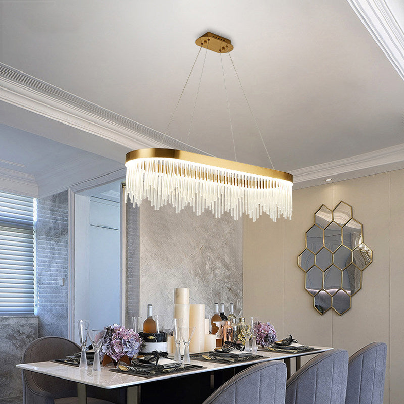 Modern Crystal Tubular Chandelier Lamp - Led Brass Pendant Light In Warm/White Sizes 23.5/31.5/39