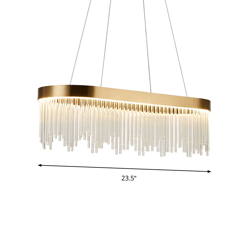 Lustre tubulaire moderne en cristal - Lampe suspendue à LED en laiton en blanc chaud - 23,5"/31,5"/39" de large