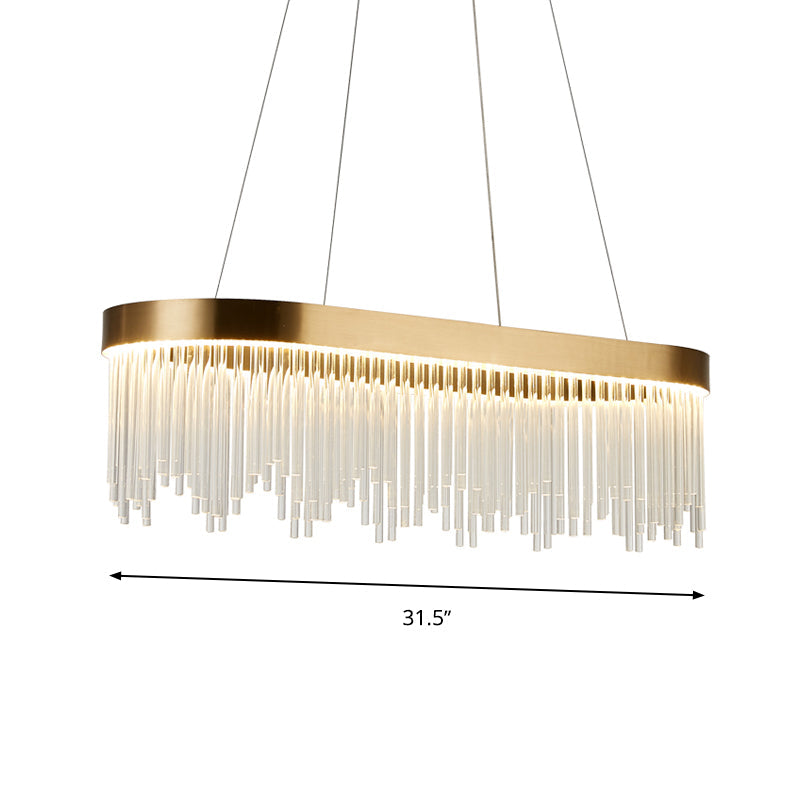 Lustre tubulaire moderne en cristal - Lampe suspendue à LED en laiton en blanc chaud - 23,5"/31,5"/39" de large