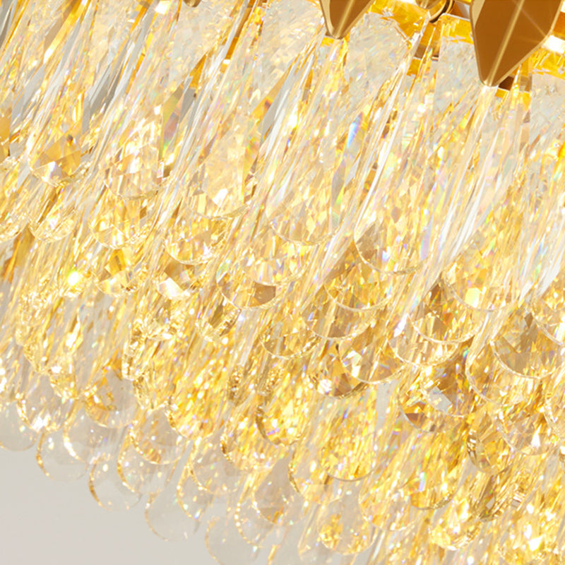 Modern Gold Round Chandelier - 19.5/23.5 Wide Crystal Block Design 6/10 Heads Hanging Ceiling Light