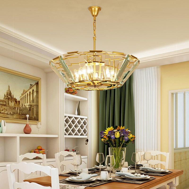 Modern Crystal Pendant Light Fixture - Gold 6-Head Dining Room Chandelier