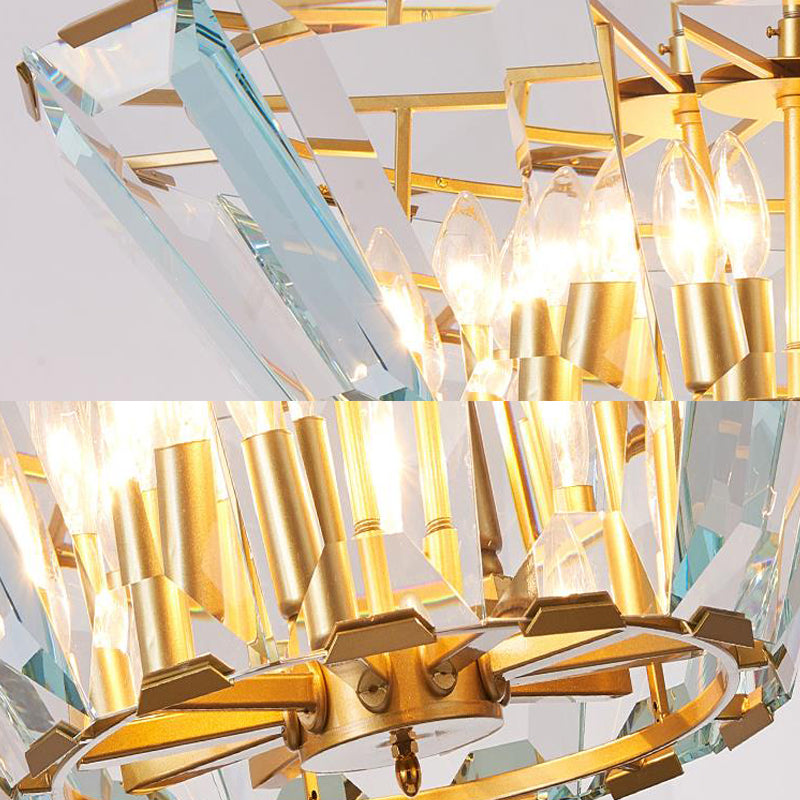 Modern Crystal Pendant Light Fixture - Gold 6-Head Dining Room Chandelier