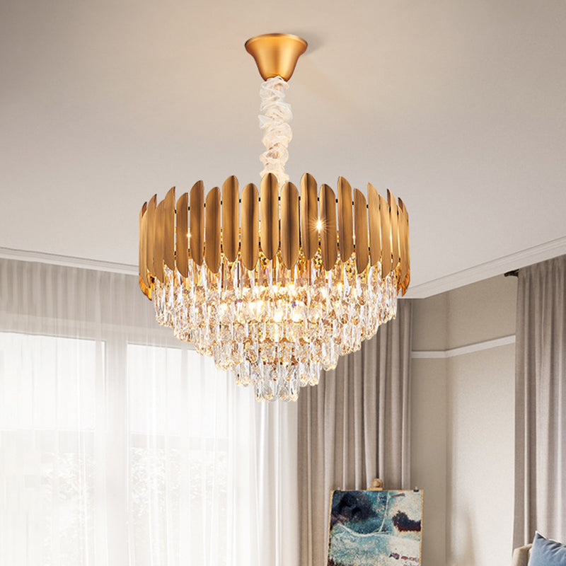 Postmodern Faceted Crystal Cone Chandelier Pendant Light