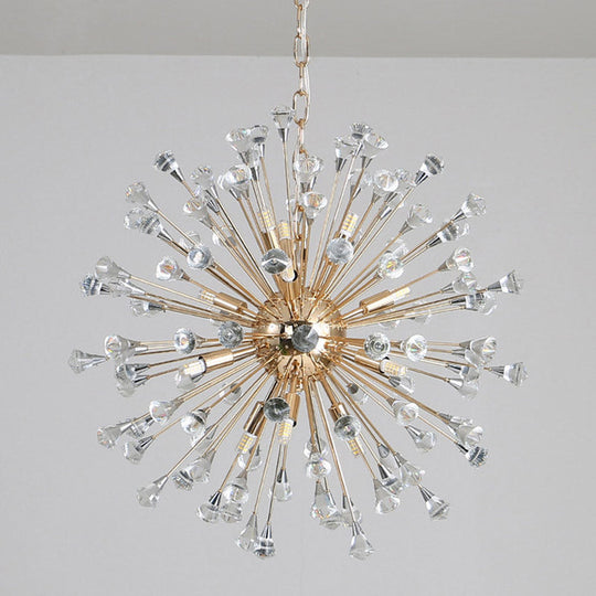 Lampe suspendue Sputnik en or élégant avec des accents de perles de cristal - Luminaire suspendu postmoderne