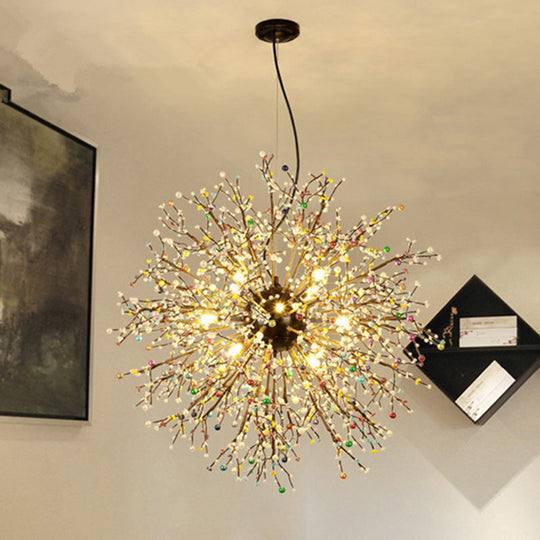 Modern Crystal Beaded Starburst Chandelier - 8/12 Lights White/Red & Green 23.5/31.5 Wide Red-Green