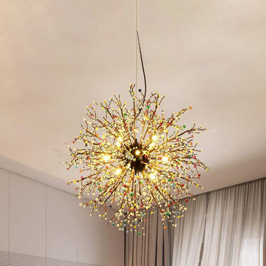 Modern Crystal Beaded Starburst Chandelier - 8/12 Lights White/Red & Green 23.5/31.5 Wide