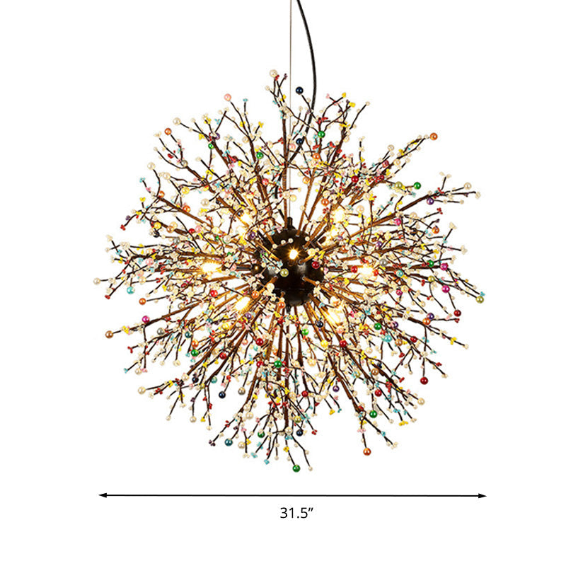 Lustre moderne en cristal en forme d'étoile : 23,5"/31,5" de large, 8/12 lumières, blanc/rouge et vert