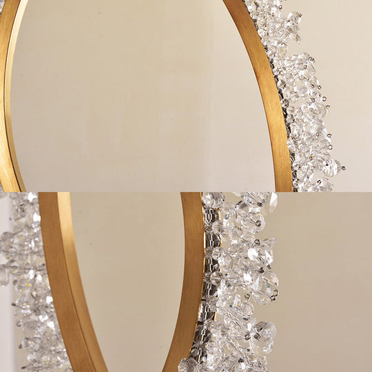 Modern Gold Loop Crystal Beaded Pendant Chandelier - Led Hanging Lamp Kit With Multiple Size Options