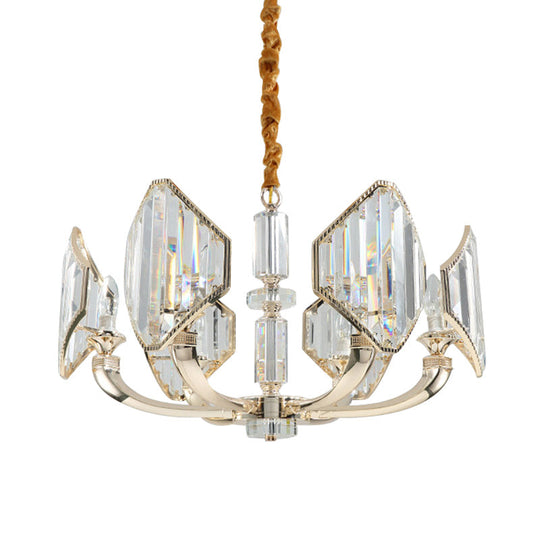 Simplistic Sputnik Chandelier: 6-Headed Crystal Pendant In Gold