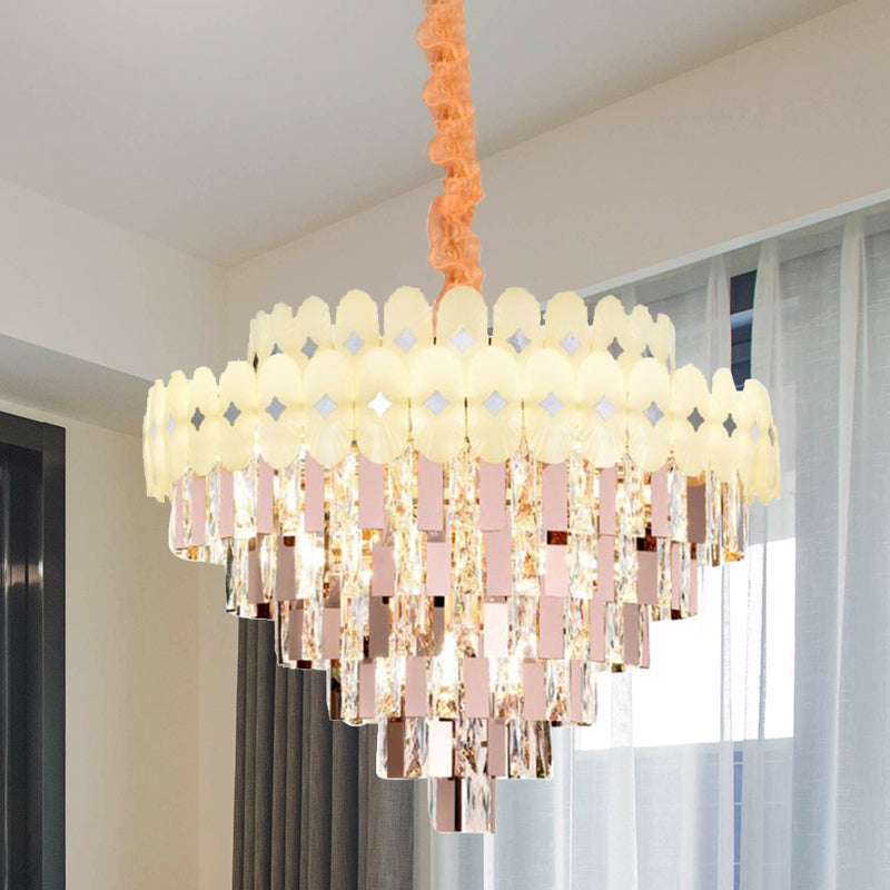 Contemporary Layered Ceiling Chandelier - Clear Crystal 12/16/22 Lights Ideal For Living Room Down