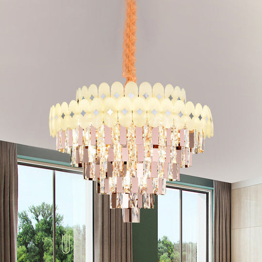 Contemporary Layered Ceiling Chandelier - Clear Crystal 12/16/22 Lights Ideal For Living Room Down