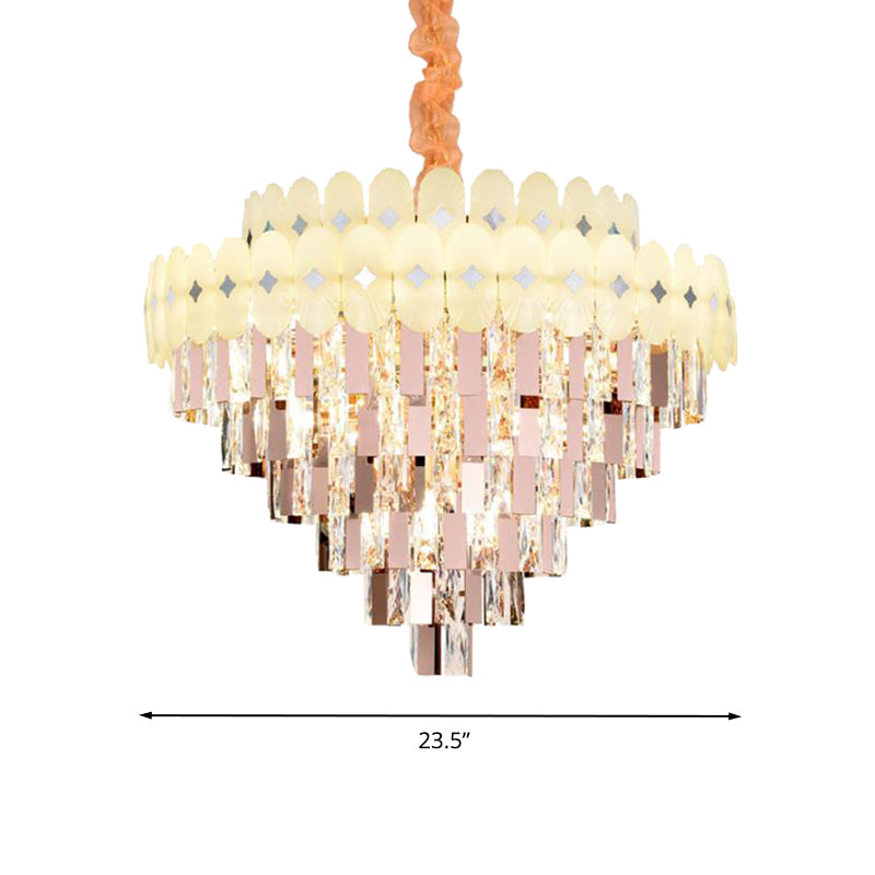 Contemporary Layered Ceiling Chandelier - Clear Crystal 12/16/22 Lights Ideal For Living Room Down