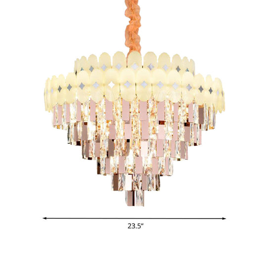 Contemporary Layered Ceiling Chandelier - Clear Crystal 12/16/22 Lights Ideal For Living Room Down