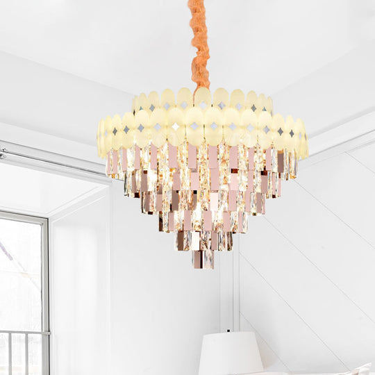 Contemporary Layered Ceiling Chandelier - Clear Crystal 12/16/22 Lights Ideal For Living Room Down