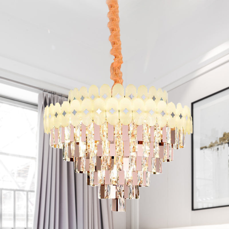 Contemporary Layered Ceiling Chandelier - Clear Crystal 12/16/22 Lights Ideal For Living Room Down