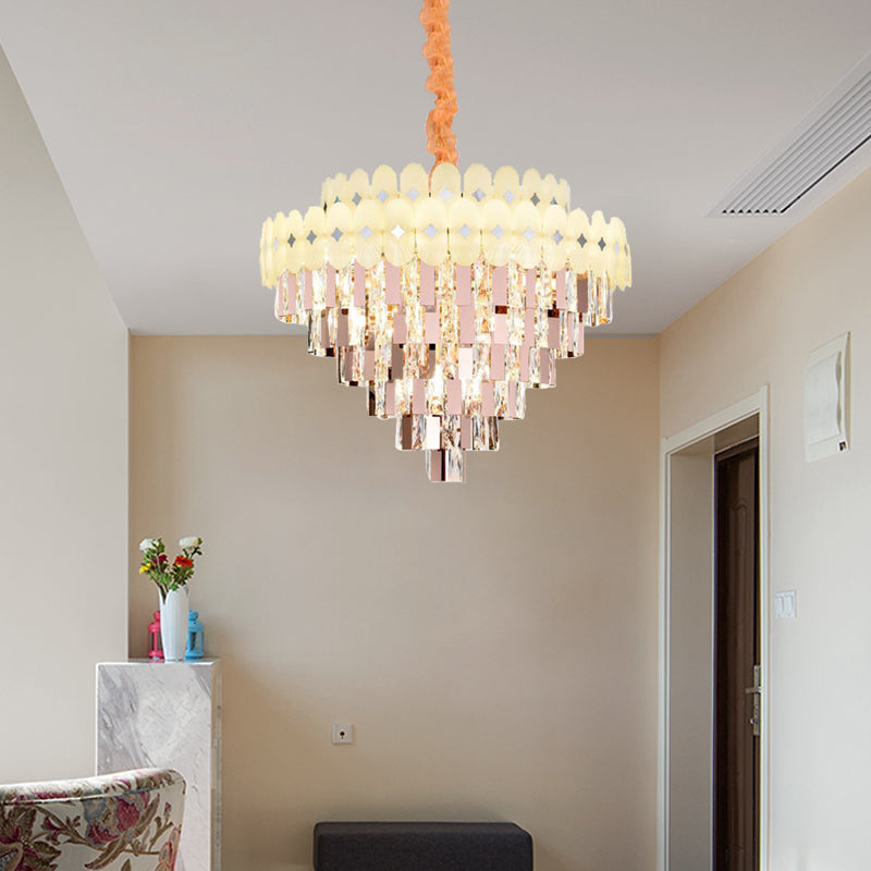 Contemporary Layered Ceiling Chandelier - Clear Crystal 12/16/22 Lights Ideal For Living Room Down